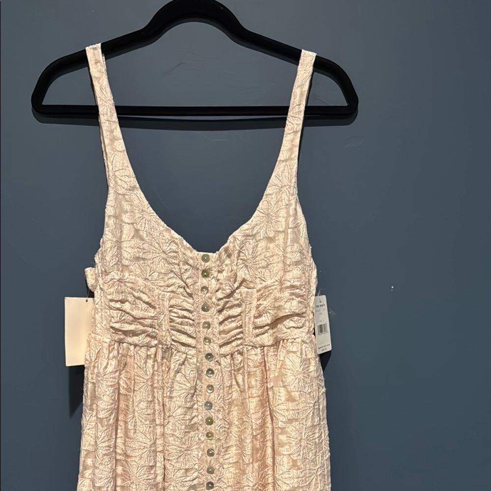 Free People Ivory Textured Button-Down Dress